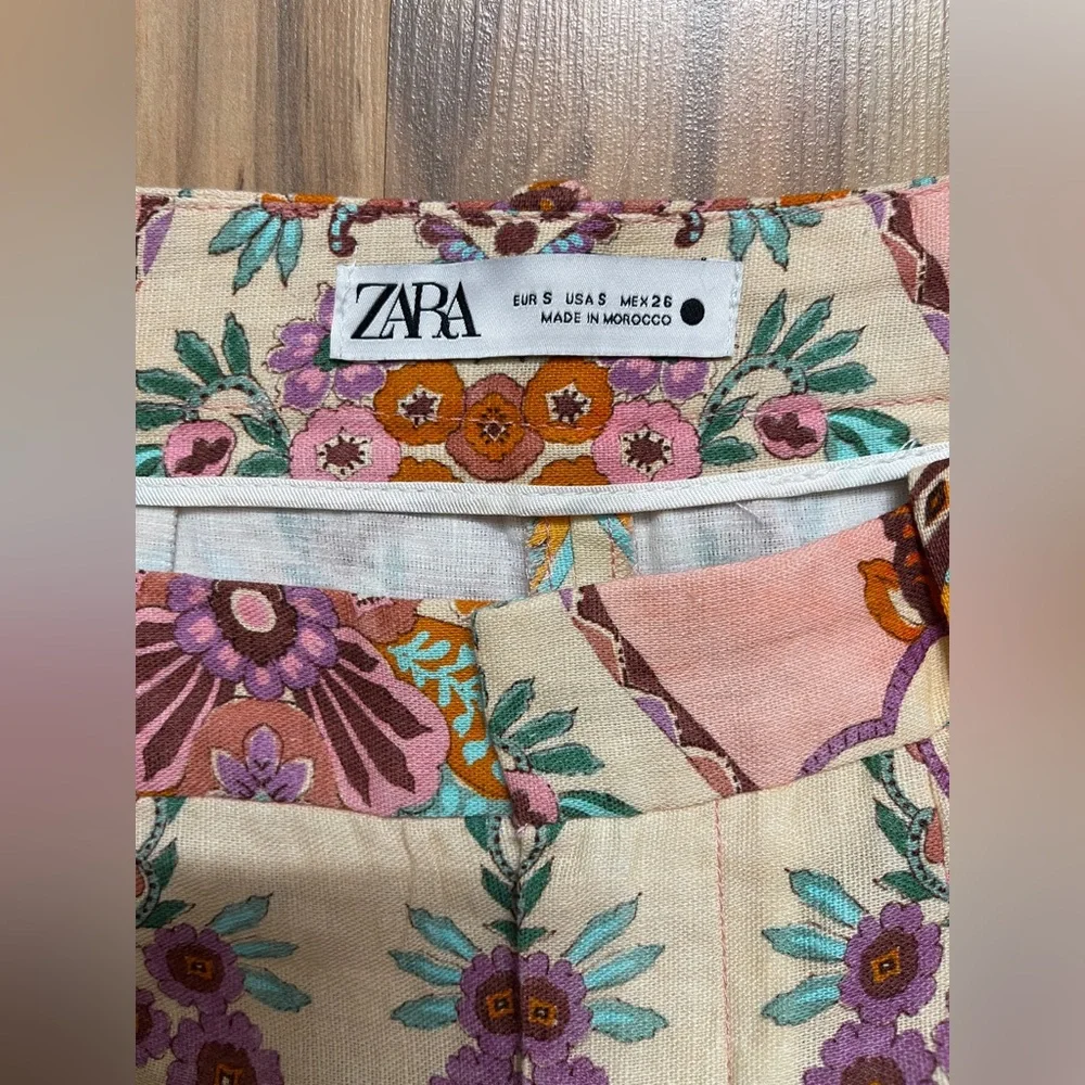 Zara Multicolor High Waist linen blend Women's Shorts - Picture 4 of 9